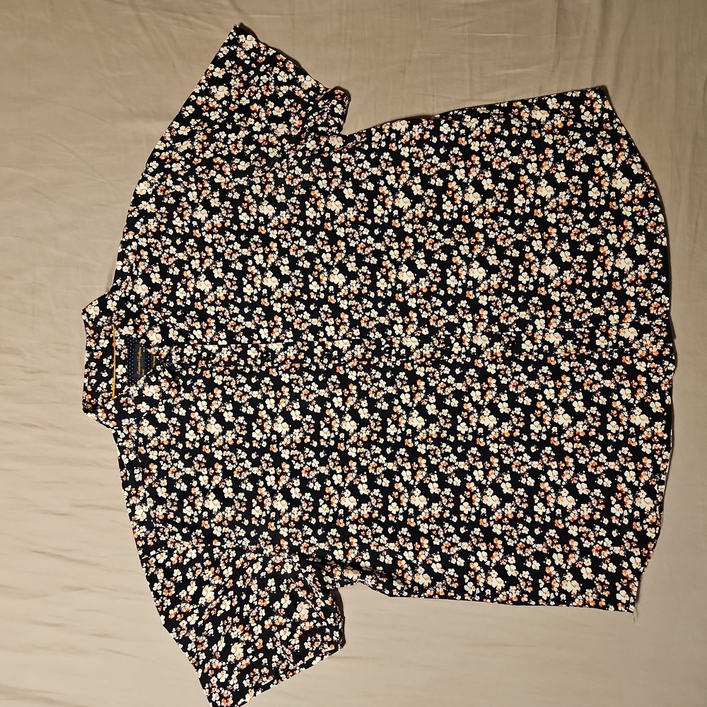 Blk Floral Casual Dress Shirt